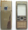 Vand Carcasa Nokia 6300 Noua Inscriptionata Nokia Completa Clasa A , Metalica GOLD AURIE