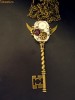 Colier steampunk (realizat din piese de ceas), cu lant, in forma de cheie, culoare bronz