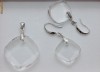 Pandant si cercei cristal SWAROVSKI patrat transparent