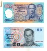 Thailanda - 50 baht 2004 - UNC - lot 2 bancnote tipuri diferite(polymer si hartie) - pret per lot - cititi cu atentie licitatia inainte de a licita!!!