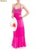 Rochie TinaR maxi roz ciclam cu bust crosetat
