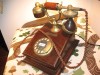 Vechi telefon retro functional Germania alama+lemn