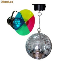 Set glob oglinzi 20cm,proiector,disc rotativ cu culori.disco3-20