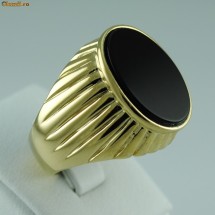 INEL PLACAT CU AUR GALBEN DE 18K CU ONYX foto