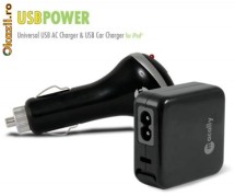 Incarcator auto si incarcator de retea iPhone/iPod - Macally USBPOWER foto