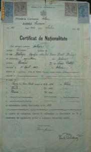 Certificat de nationalitate , Bucovina , 1924 foto