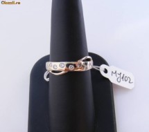 Verigheta aur alb 14K, 3.9g, model unicat cu 10 BRILIANTE foto