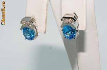 superbi cercei aur alb 14K blue topaz&diamante naturale f ieftini foto