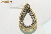 superb pandant aur galben14K diamante nat albe si cognac 0,50CT foto