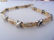 Bratara aur 14K in 2 culori, 11.4g, ornata cu 1.5ct DIAMANTE bagheta foto