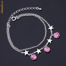 SUPEROFERTA-Bratara aur alb filled, PINK CRYSTALS foto