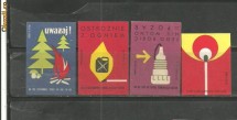 1903* POLONIA - ETICHETE CUTII DE CHIBRITURI tema PREVENIREA INCENDIILOR, 4 BUCATI DIFERITE foto