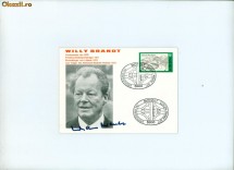 MAXIMA- SEMNATURA IN ORIGINAL A UNUI PRESEDINTE GERMAN-WILLY BRANDT foto