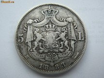 5 lei 1883 -Kullrich  pe 6.5 mm