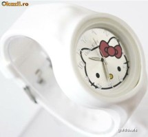 CEAS HELLO KITTY JELLY SILICON CADRAN ROTUND ALB foto