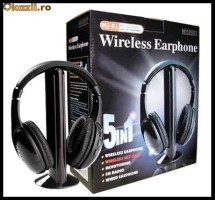 CASTI WIRELESS 5 IN 1 CU MICROFON SI  RADIO FM