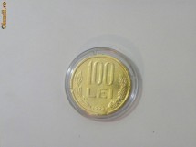 MONEDA 100 LEI - PLACATA CU AUR foto
