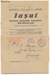 RFL ROMANIA 1944 timbru local Cercul Iesenilor circulat pe banderola de ziar + revista originala foto