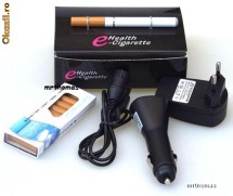 Tigara electronica + 10 cartuse / rezerve + 3 incarcatoare (perete, usb si masina) + Livrare in toata tara sau predare personala Bucuresti