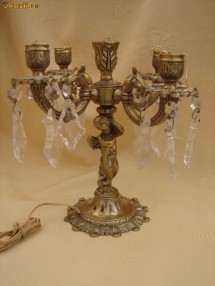 FRUMOASA LAMPA PENTRU CINCI LUMINI, DIN BRONZ