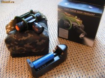 LANTERNA FRONTALA / DE CAP PROFESIONALA LED CREE CU HUSA CAMUFLAJ