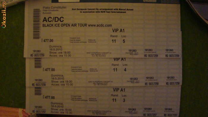 Bilet VIP locuri foarte bune CONCERT AC/DC (Randu 11)-3 bilete foto mare