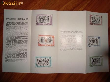 Pliant prezentare DANSURI POPULARE 1966 Romfilatelia foto mare