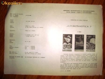 Pliant prezentare COSMONAUTICA I 1965 Romfilatelia foto mare