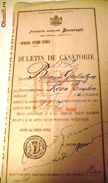 certificat de casatorie foto mare