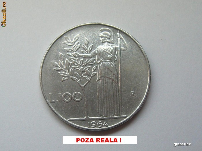 100 lire ITALIA din 1964 foto mare