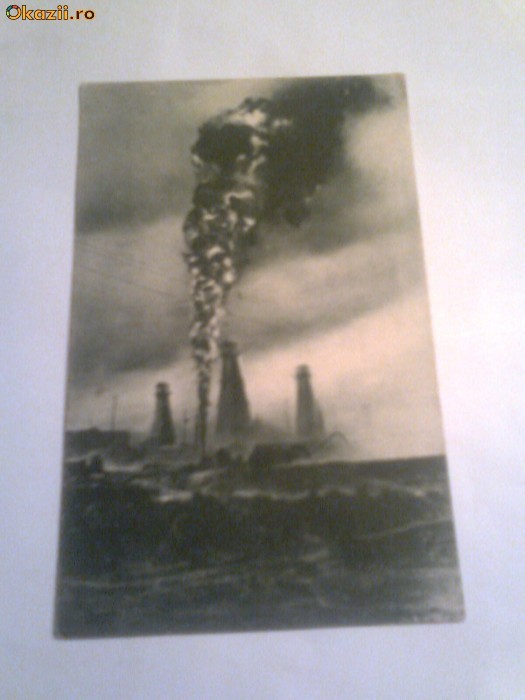 C.P.Moreni - Sonda in Eruptie incendiata in flacari foto mare