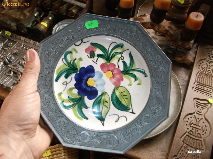 Farfurie ornamentala ceramica plus zinc foto mare