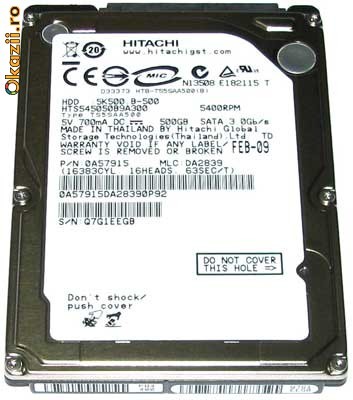 hard sata 2.5 hitachi 160 gb foto mare