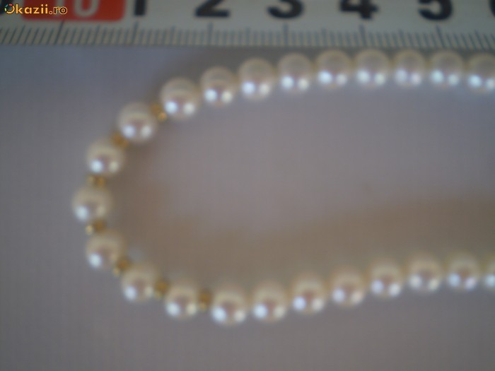 COLIER  PERLE NATURALE (  marine),  AUR 18K foto mare