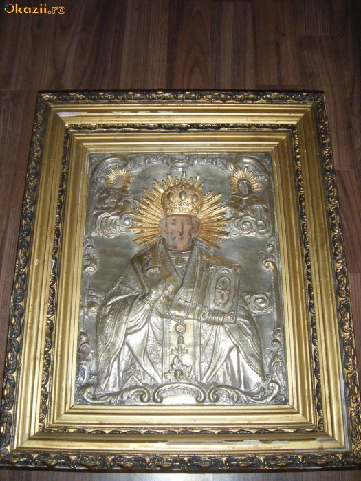 Icoana Argint si Aur in relief din anii 1700 foto mare