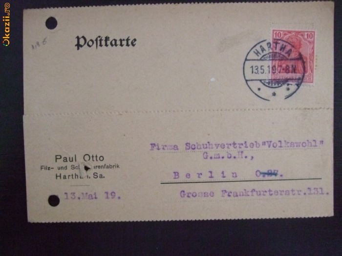 Germania Reich ,Carte postala din 1919 foto mare