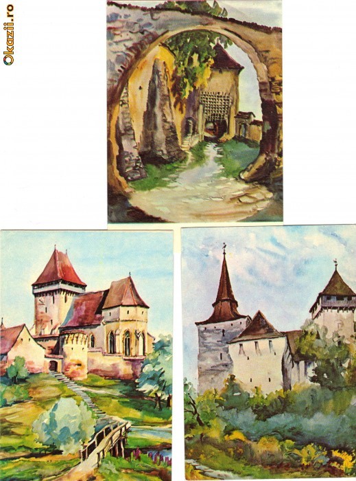 Ilustrate dupa acuarele de Juliana Fabritius-Dancu - cetati si biserici cetate taranesti din Transilvania foto mare