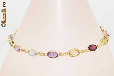 superba bratara aur galben 18K pietre naturale multicolore 8.80CT foto mare