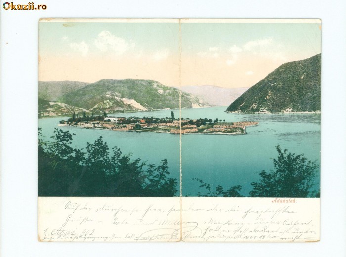 CARTE POSTALA DUBLA-ADAKALEH-CIRCULATA -1902 foto mare