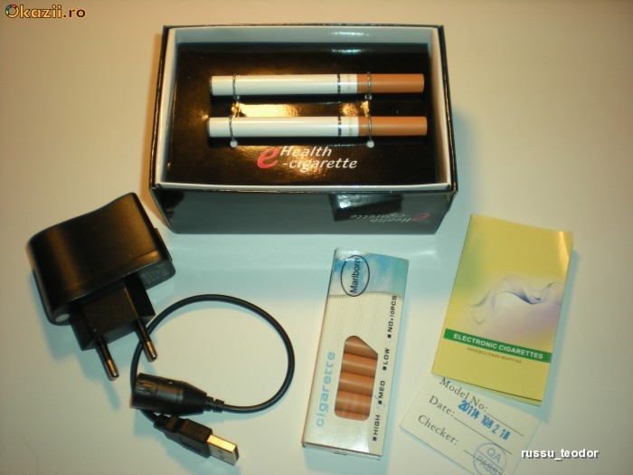 E-Health Tigara Electronica SET 2 TIGARI + 10 Rezerve + Incarcator camera + usb ++Produse Sigilate++ ++Garantie++ foto mare