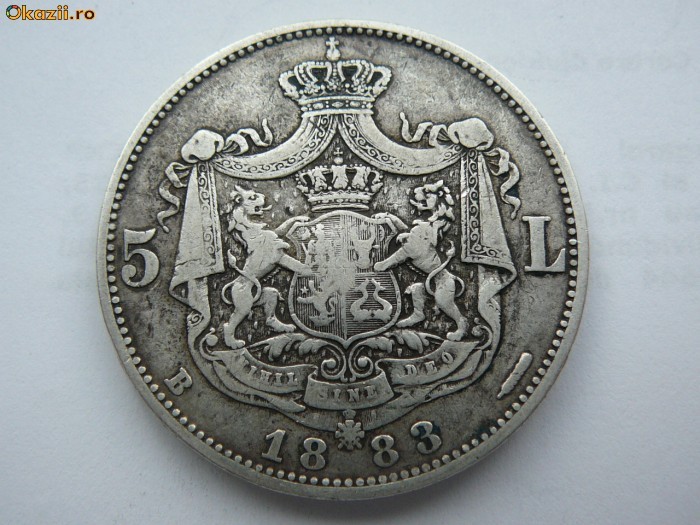 5 lei 1883 -Kullrich  pe 6.5 mm foto mare