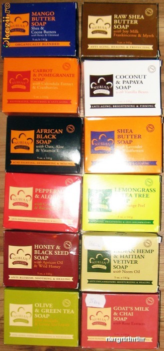 Nubian Heritage sapunuri naturale diverse sortimente: African Black Soap, Lemongrass Tea Tree si altele, vedeti descrierea pentru detalii foto mare