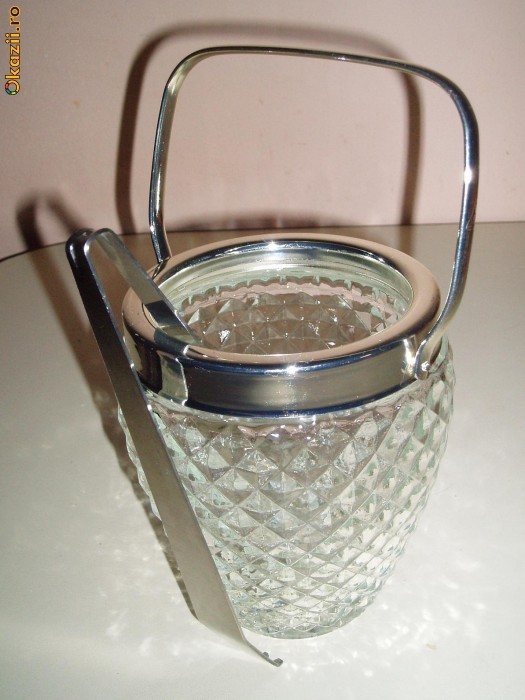 VAS pentru GHEATA cu cleste inox ~ cristal turnat foto mare