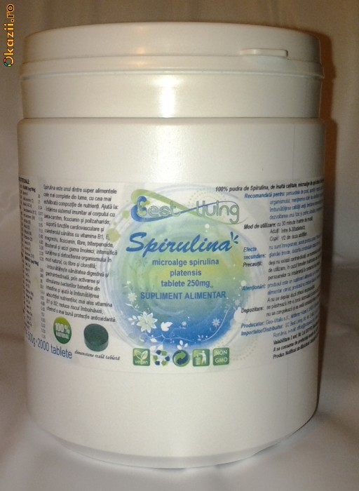 Spirulina platensis 2000 tablete de 250mg (500g) foto mare