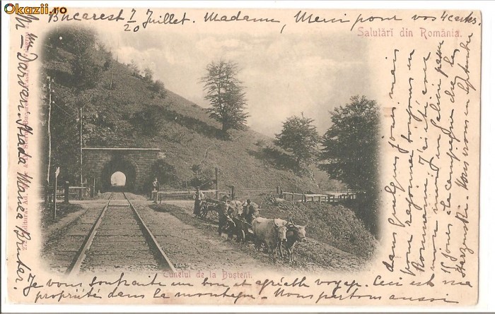Salutari din Romania-Tunelul de la Busteni, circulata 1901 foto mare