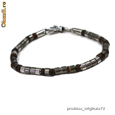 BRATARA barbateasca FOSSIL JF84841 NOU CU ETICHETA, combinatie de otel inoxidabil si lemn CUTIE CADOU pret magazin 40 euro foto mare