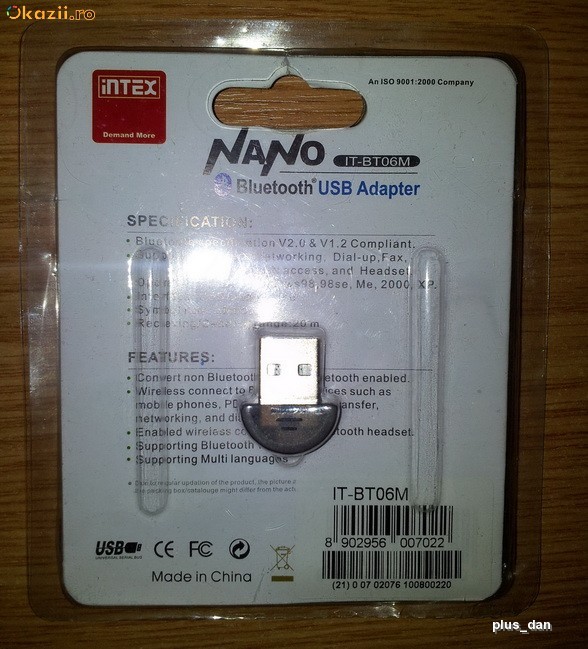 Adaptor Bluetooth Intex NOU USB foto mare