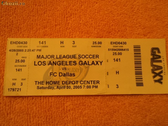 Bilet meci fotbal din campionatul SUA-LOS Angeles Galaxy - FC DALLAS foto mare