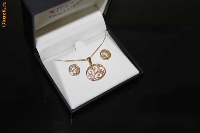 !!! PANDATIV CERCEI LANTISOR ARGINT 925 PLACATE CU AUR 18KT!!! foto mare