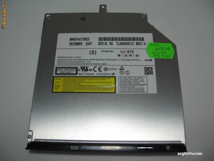 Unitate optica UJ-870 IDE DVD Burner DVD-RW NEC Versa M370 FM370 foto mare